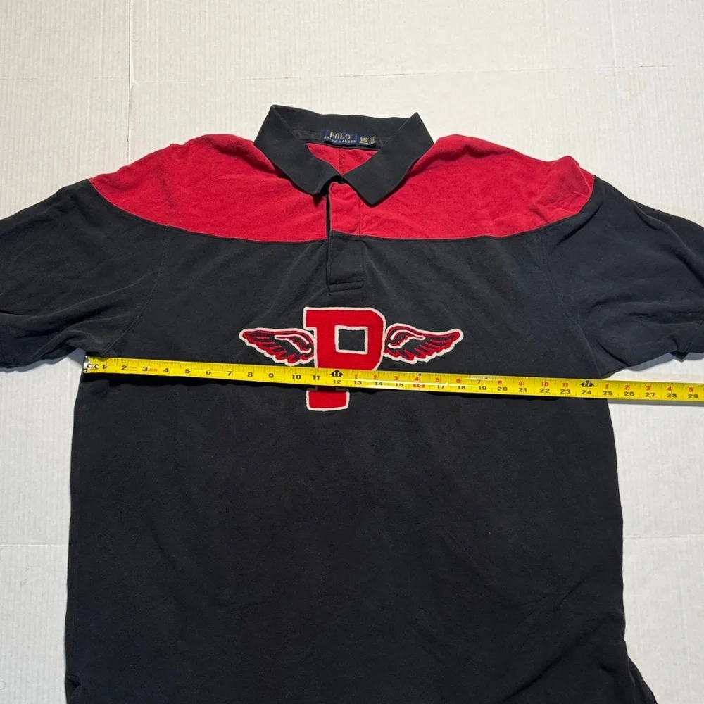 POLO Ralph Lauren Vintage?‎ Men's P-Wing Polo Shirt Black Red Pique Cotton 2XLT